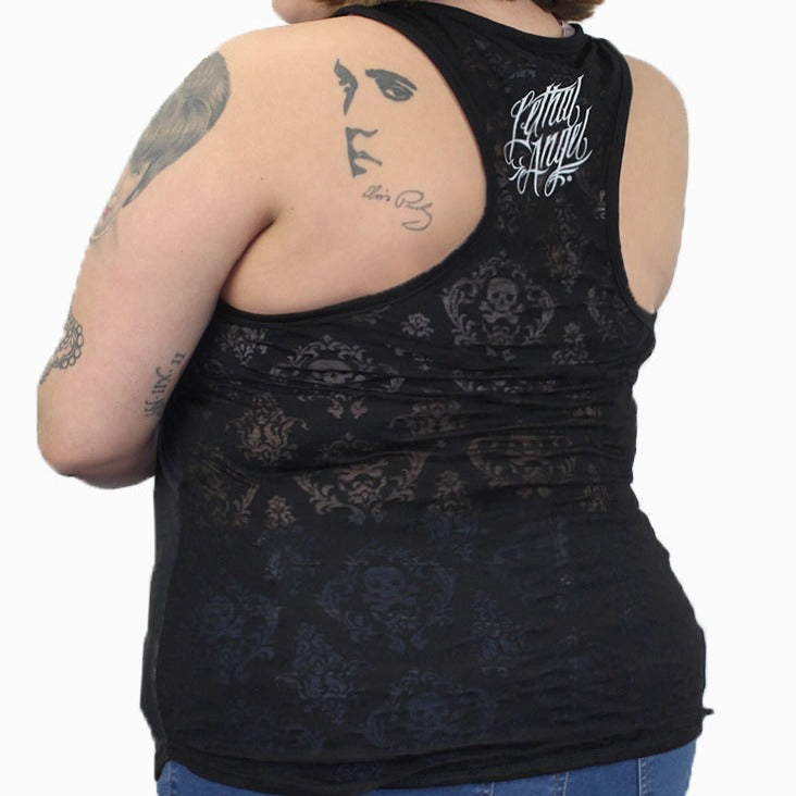 One Eye Rose Skull Razor Back Tank Top