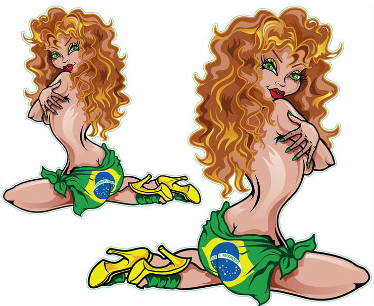 Brazilian Flag Pin Up Girl Decal