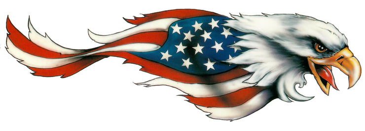 USA Flag Feathers Eagle Right Facing Decal