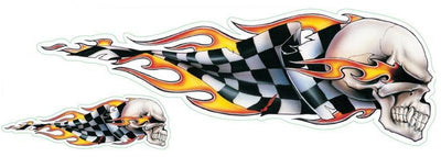 Checkered Flag Skull Right Facing Decal