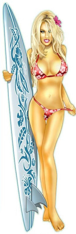 Surf Babe Pin Up Girl Decal