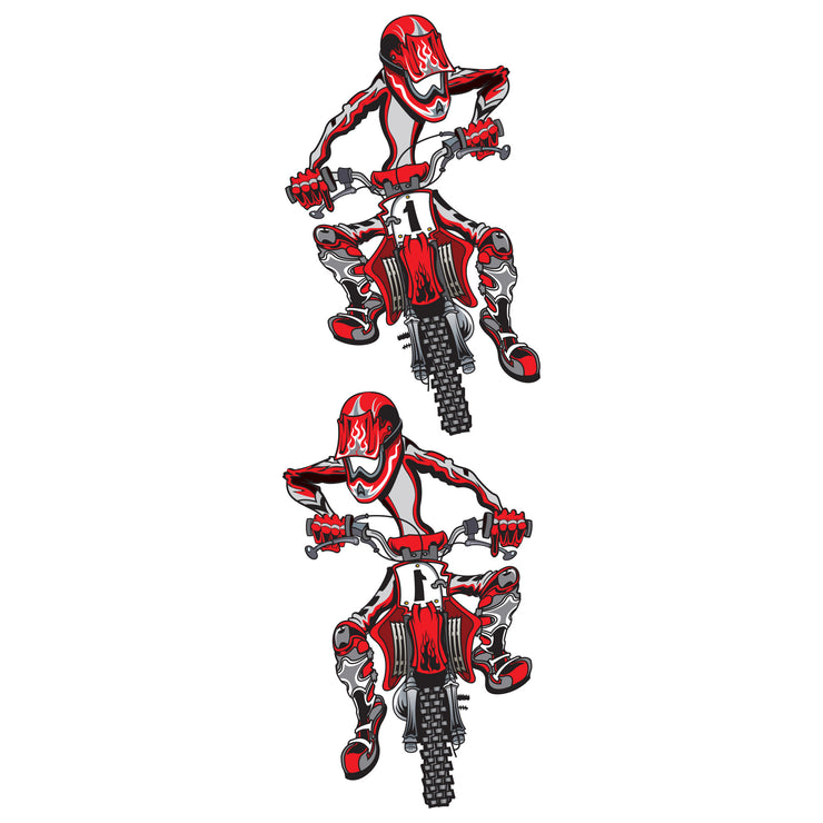 Red Moto Cross Bike Decal