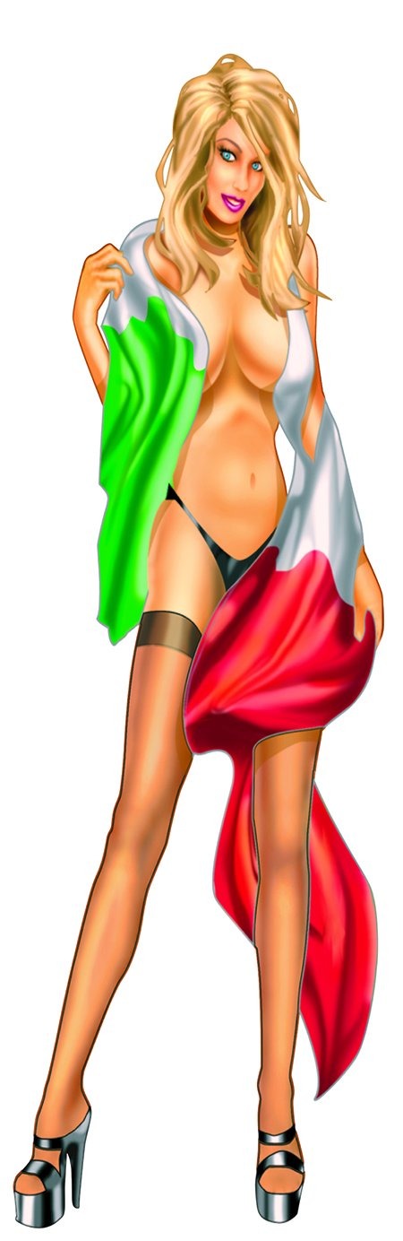 Italian/Mexican Flag Babe Biker Decal