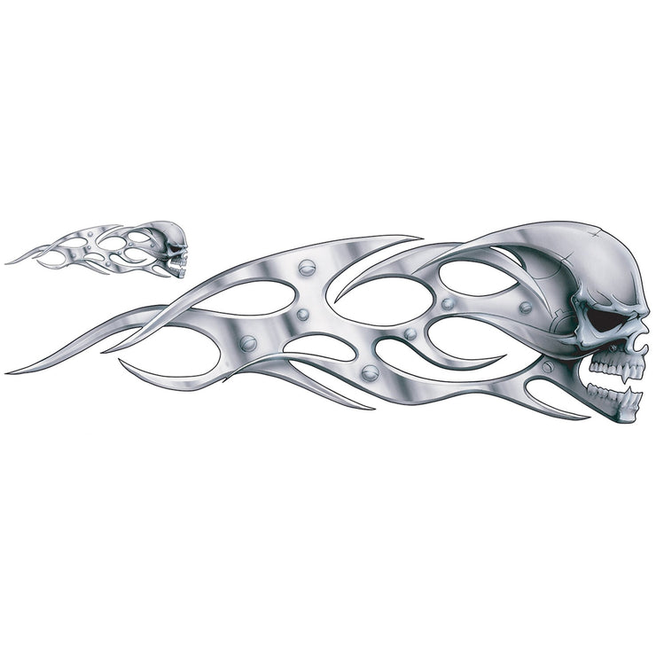 Chrome Skull Right Large Decal