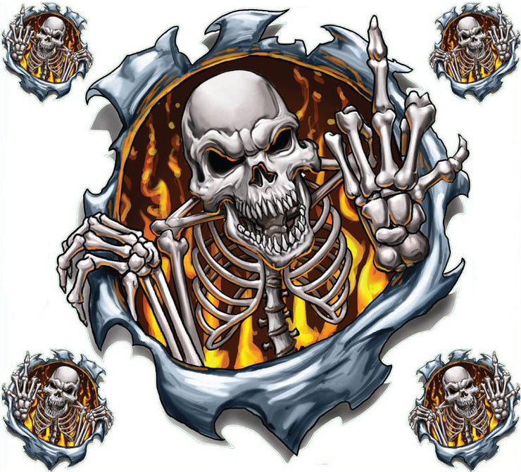 Flip The Bird / Give The Finger Skull Large Decal