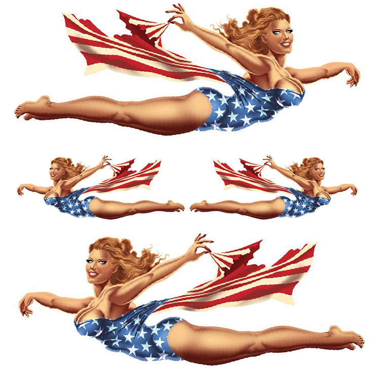 Vintage Nose Art USA Pinup Girl Large Decal