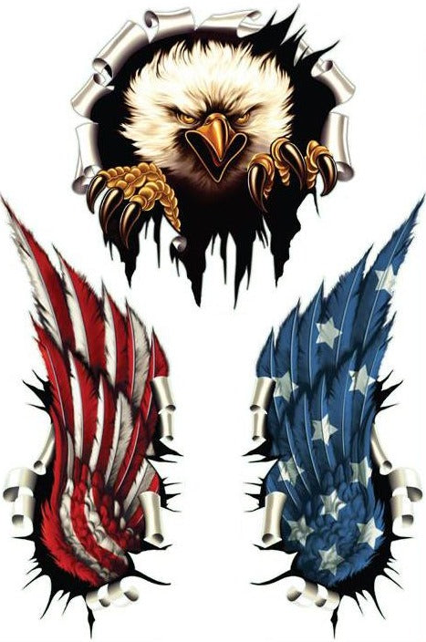 USA Rip Eagle USA Flag Wings Decal Kit