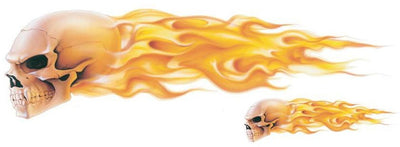 Realistic Flaming Skull Left Facing Decal