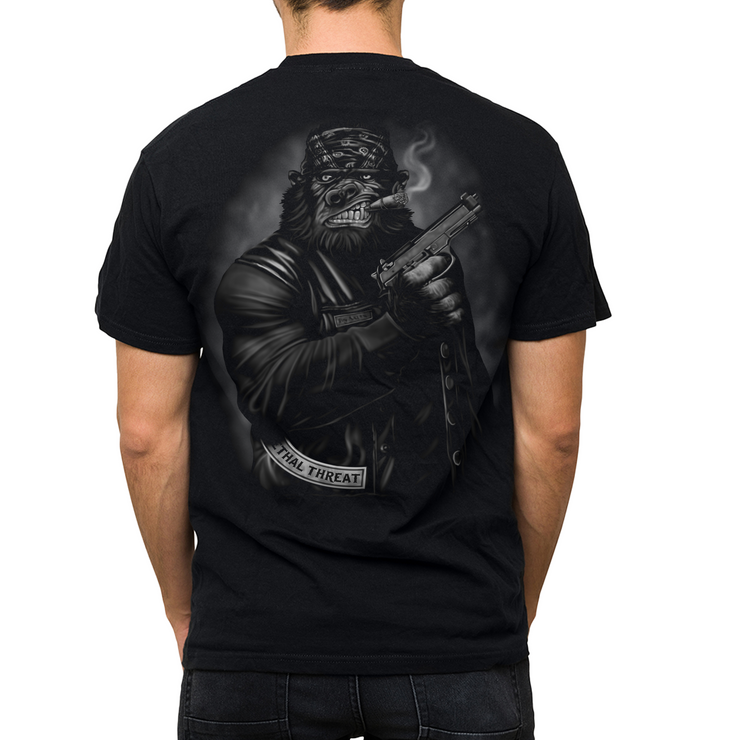 Pistol Packing Gorilla Men's Black Tee Shirt
