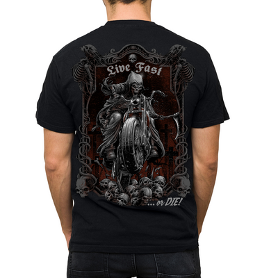 Live Fast or Die Reaper Men's Black Tee Shirt