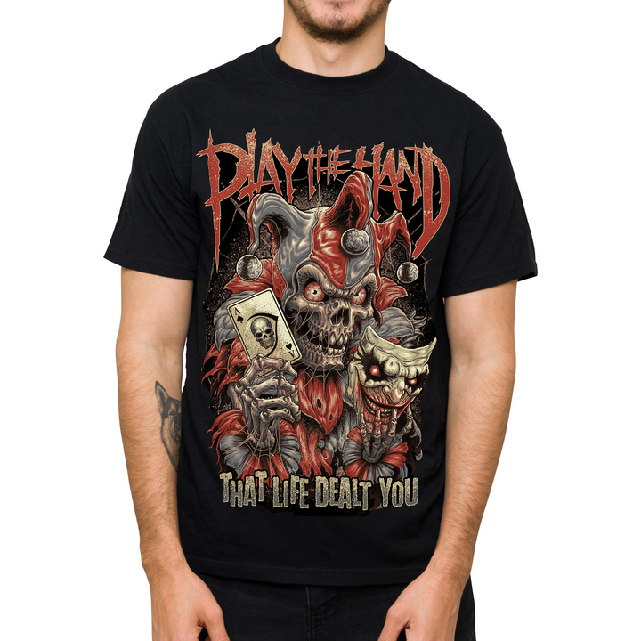 Play the Hand Jester Men's Black Tee Shirt