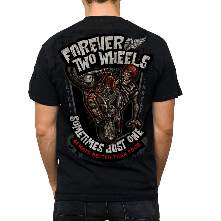 Forever Two Wheels Harley Stunt Rider Men's Black Tee Shirt