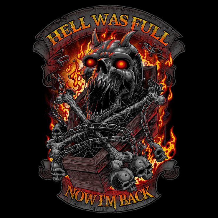 Hell Was Full Skull Black Tee Shirt