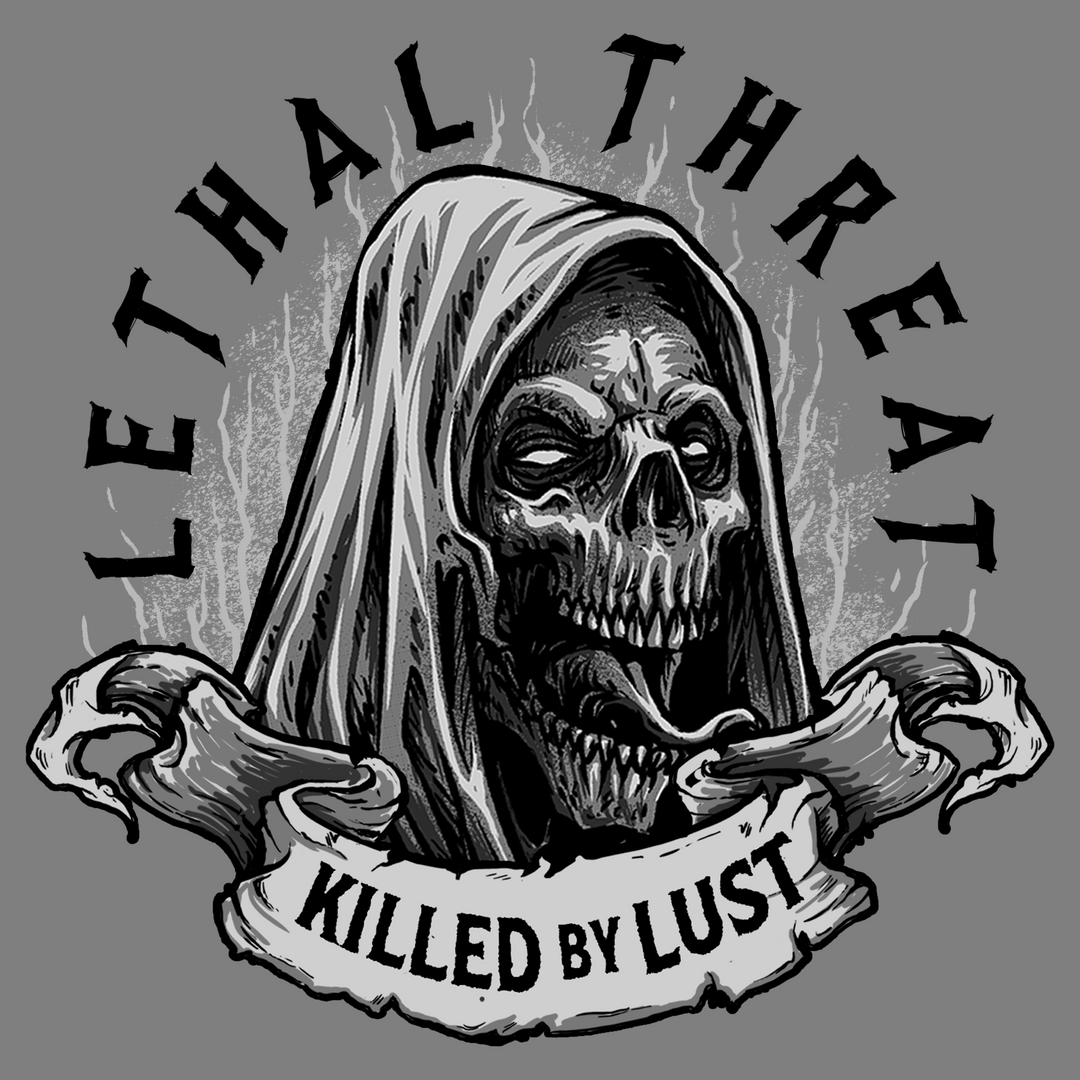 Killed By Lust Reaper with Pin Up Men's Gray Tee Shirt