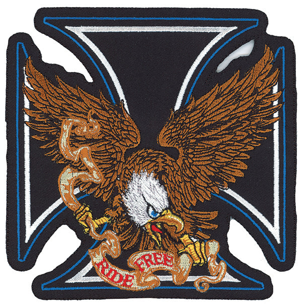 Ride Free Iron Cross Eagle Embroidered Patch