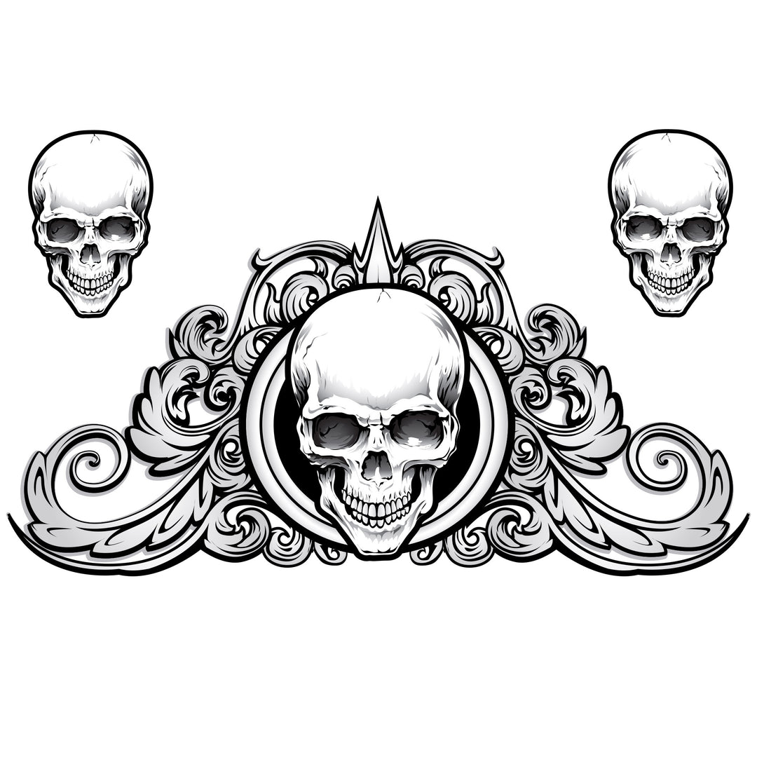 Swirl Skull Metal Flake Decal