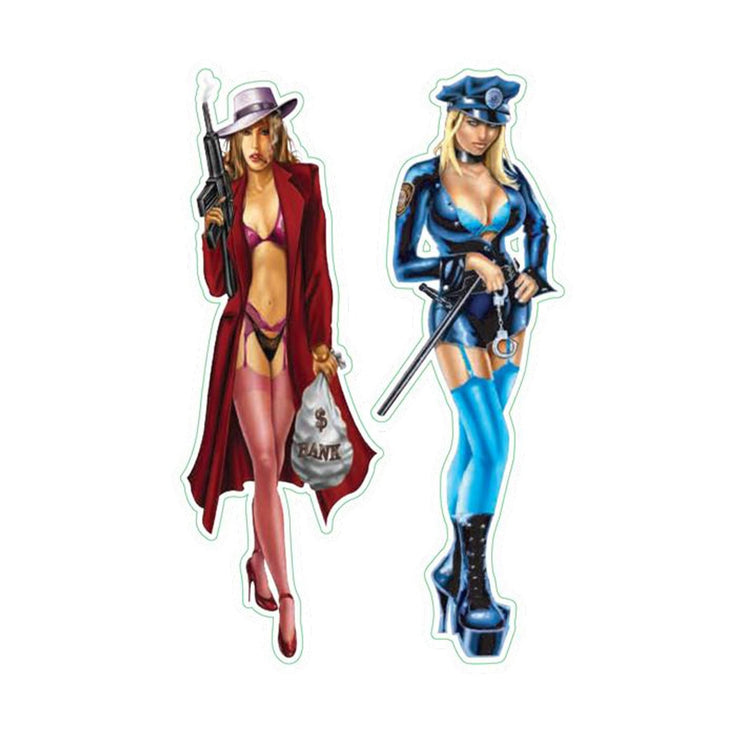 Gangster and Police Pin Up Girls- Mini Decal