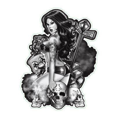 Mean Streets Pin Up Girl Sticker - Mini Decal