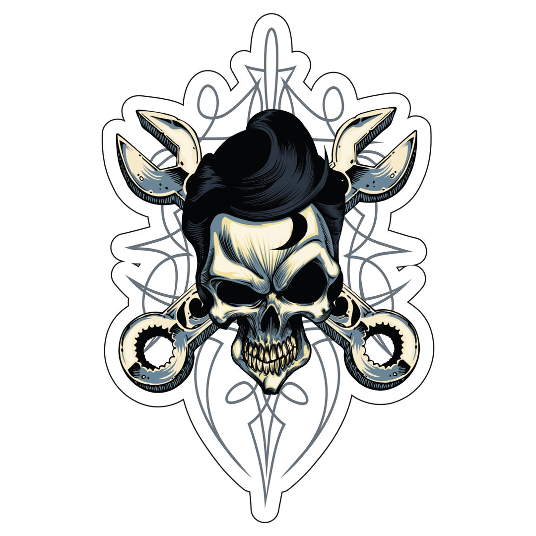 Pinstripe Wrench Skull - Mini Decal