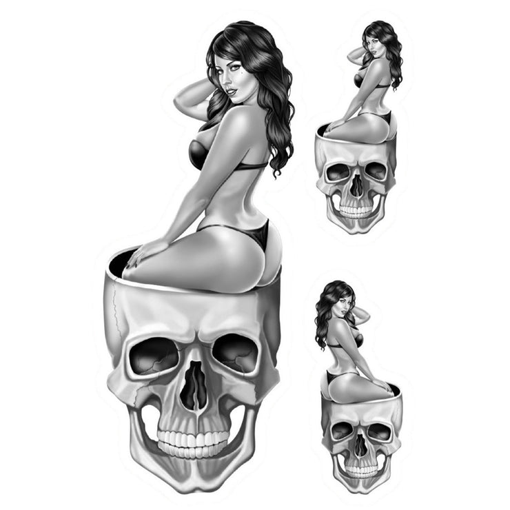 Skull Pin Up Girl - Mini Decal