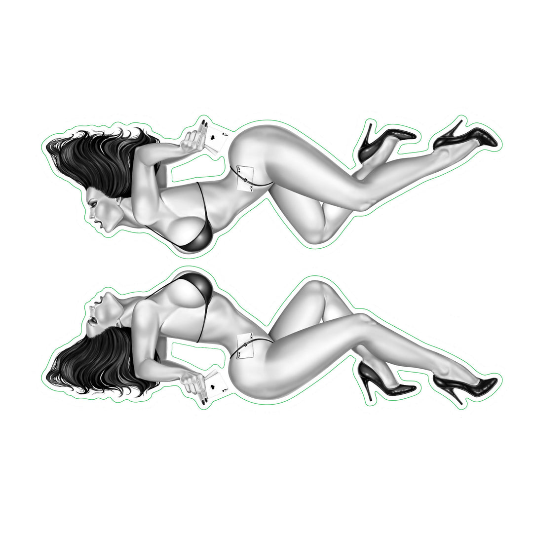 Gambling Addiction Pin Up Girl Sticker - Mini Decal