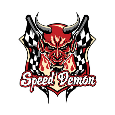 Speed Demon Race Devil Checkered Flag - Mini Decal
