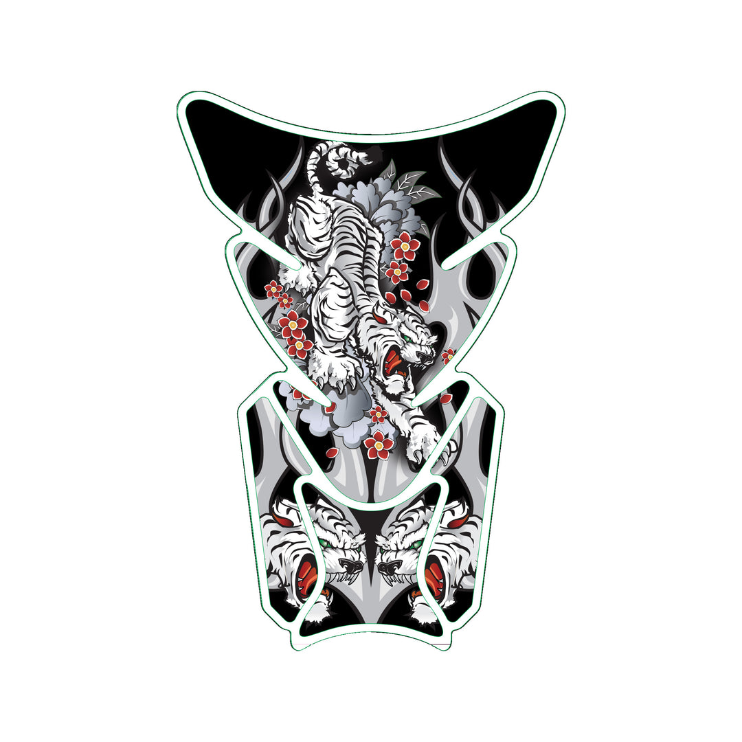 White Tiger Attack Motorcycle Tank Pad / Motorcycle Tank Protector