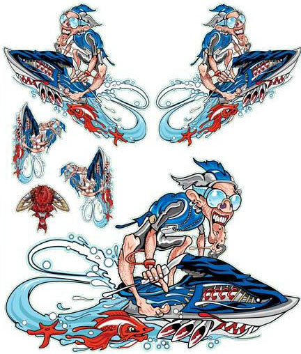 Blue Jet Skier Decal