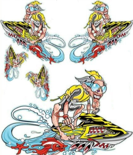 Yellow Jet Skier Decal