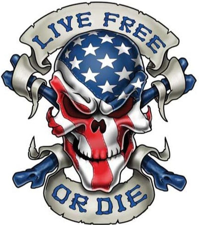 Live Free or Die USA Skull Larger Decal