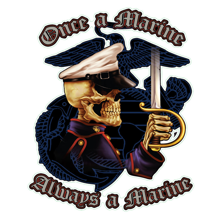 Once a Marine Always A Marine Skull Decal