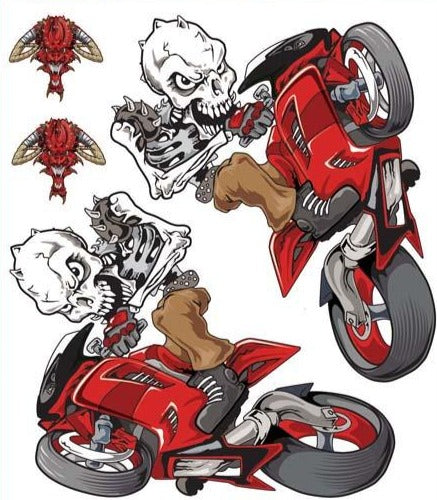 Wheelie Skull Set Red Decal