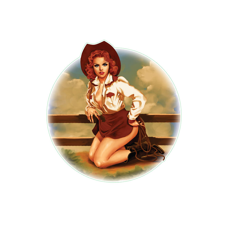 Vintage Cowgirl Pin Up Girl Decal