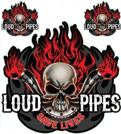 Loud Pipes Save Lives Skull Decal