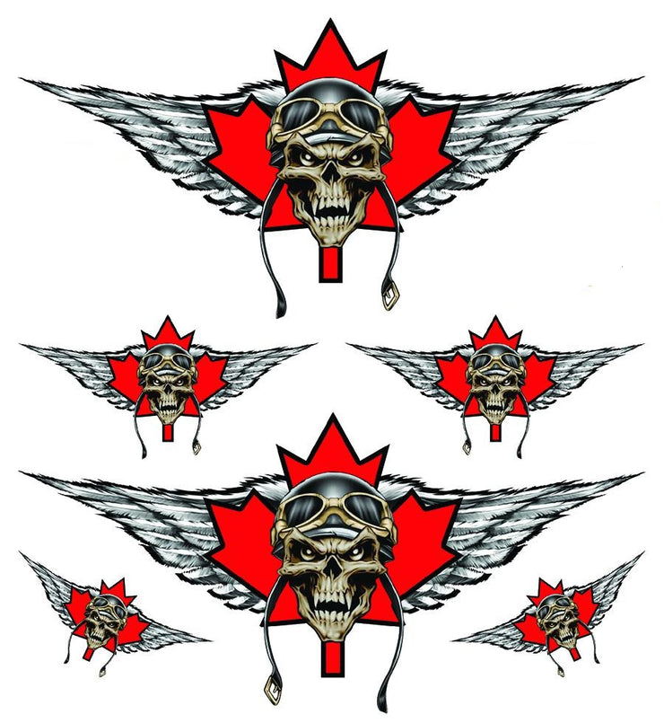 Winged Maple Leaf Canadian Winged Skull Decal