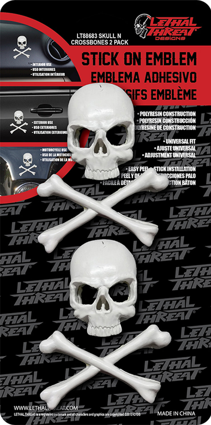 Skull & Cross Bone Skull 2 Pack 3D Emblem