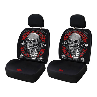 I Shoot Back Skull Automotive 2 Pack Seat Cover Set