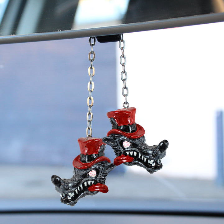 3D Rear View Lone Wolf Mirror Danglers