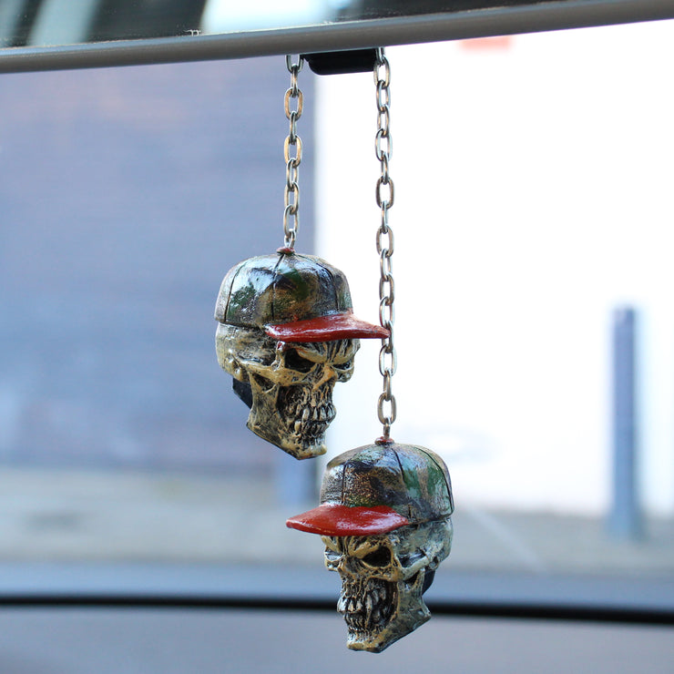 3D Rear View Hunter Skulls Mirror Danglers