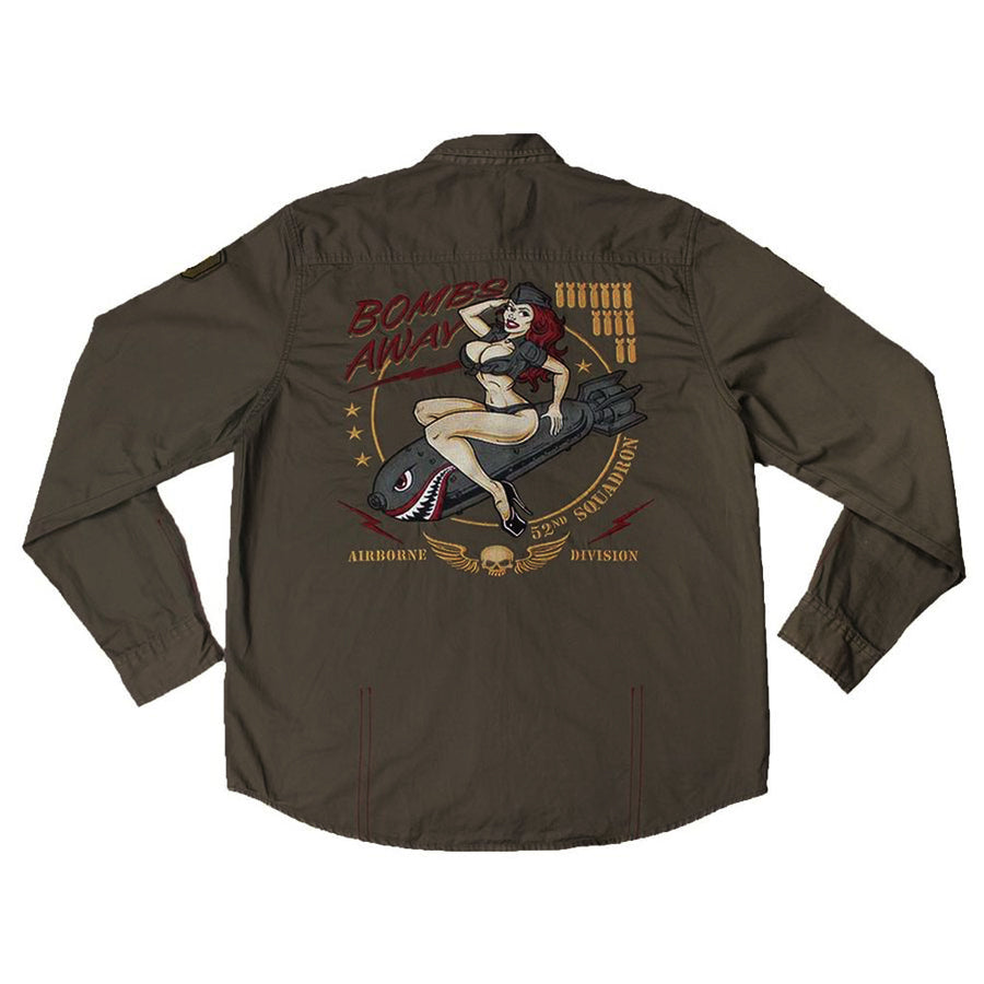 Bombs Away Pin Up Girl Button Down Shirt