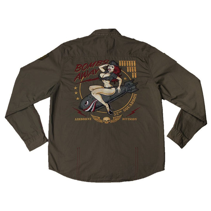 Bombs Away Pin Up Girl Button Down Shirt
