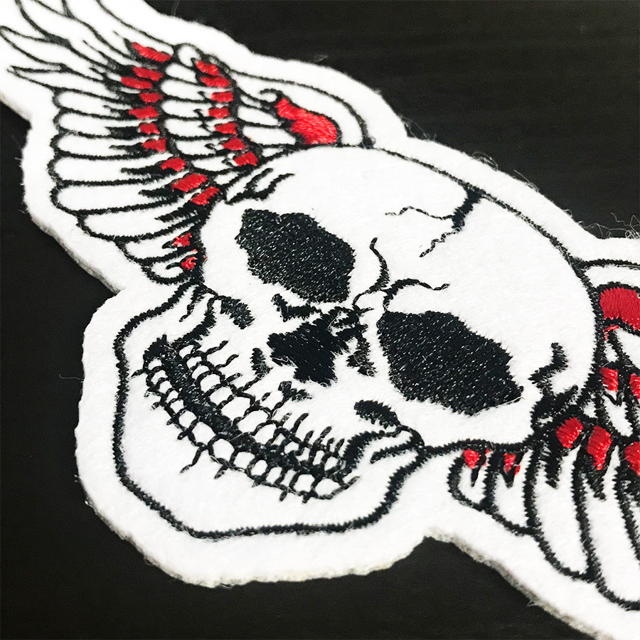 Orange Wing Skull Vintage Embroidered Patch – Lethal Threat