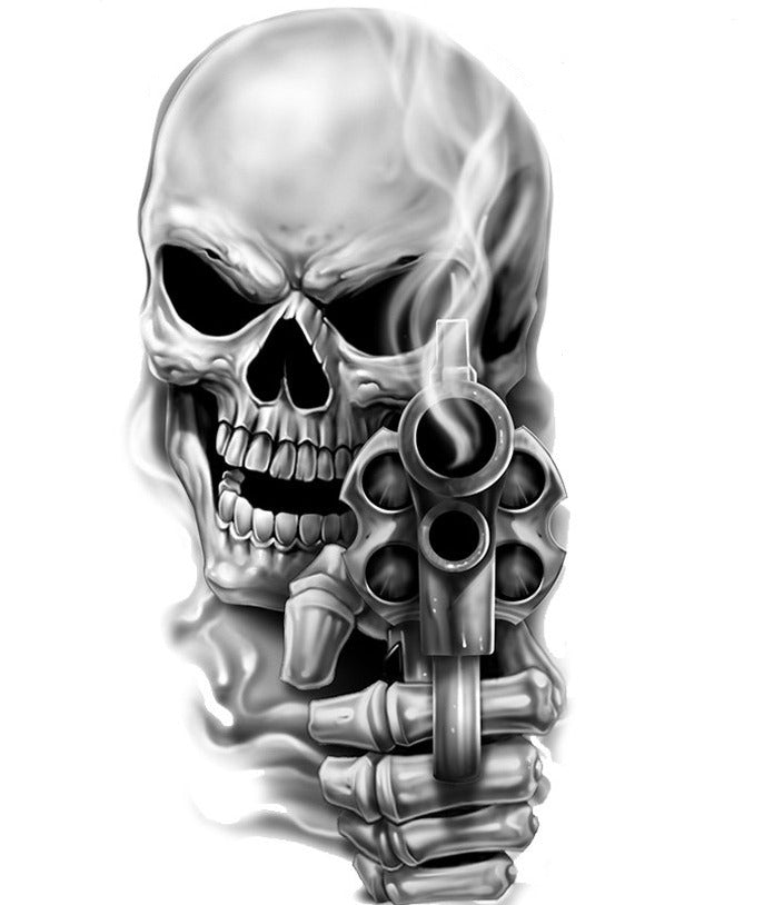 I Shoot Back Gun Skull Mini Decal/Sticker