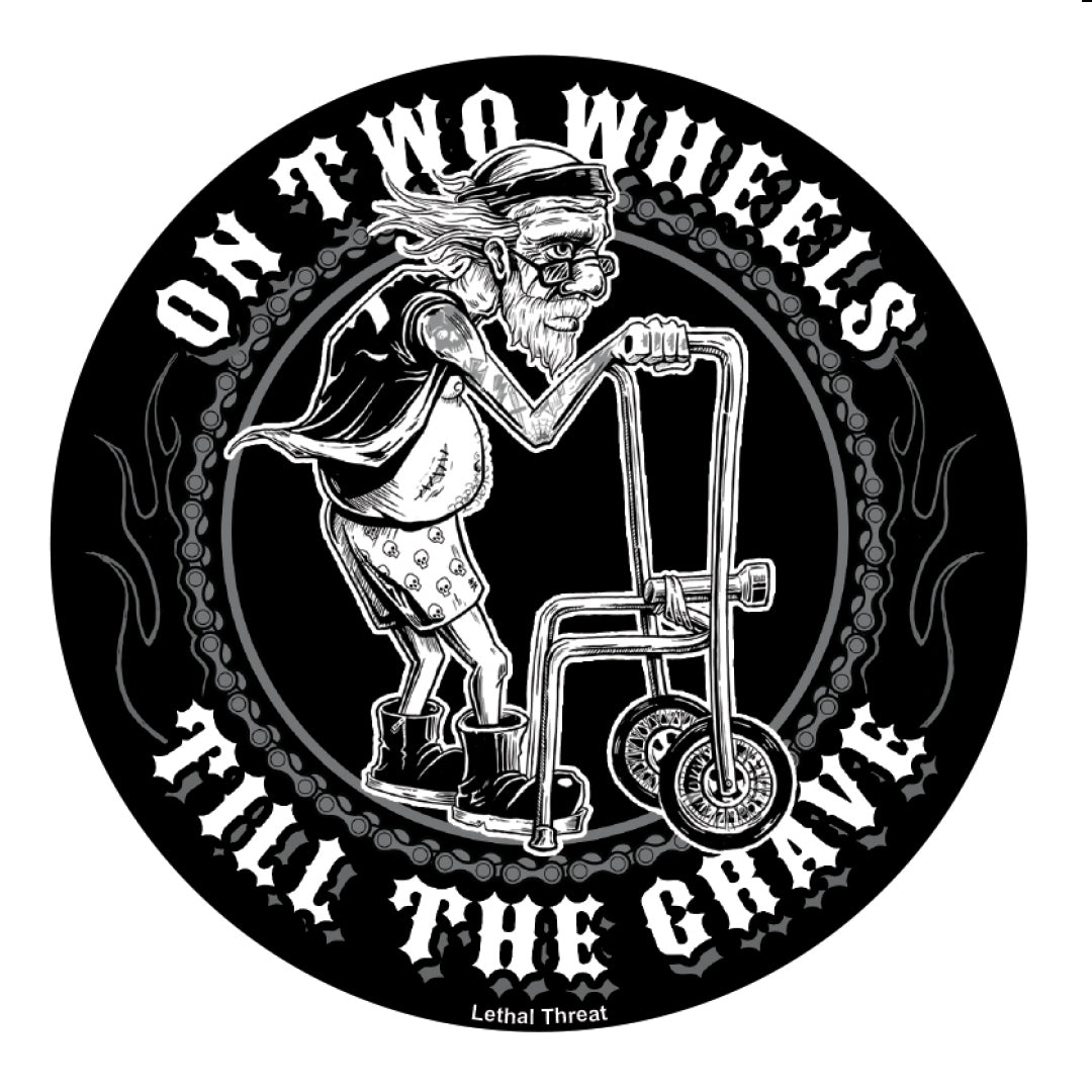 Rude & Crude: On Two Wheels Till The Grave Mini Decal/Sticker