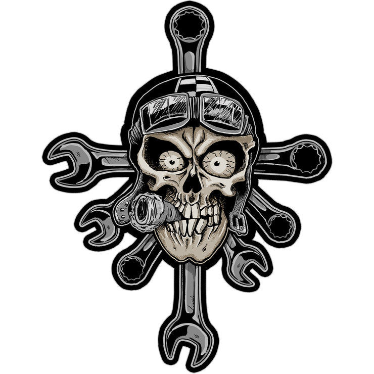Skull Wrench Cross Mini Decal/Sticker