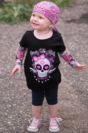 Girly Skull Kid's Tattoo Sleeve Shirt