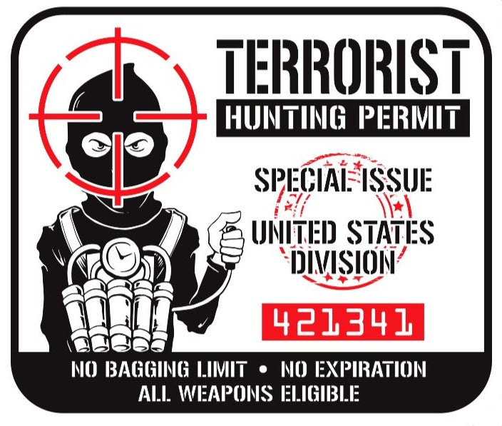 Terrorist Hunting Permit Mini Decal/Sticker