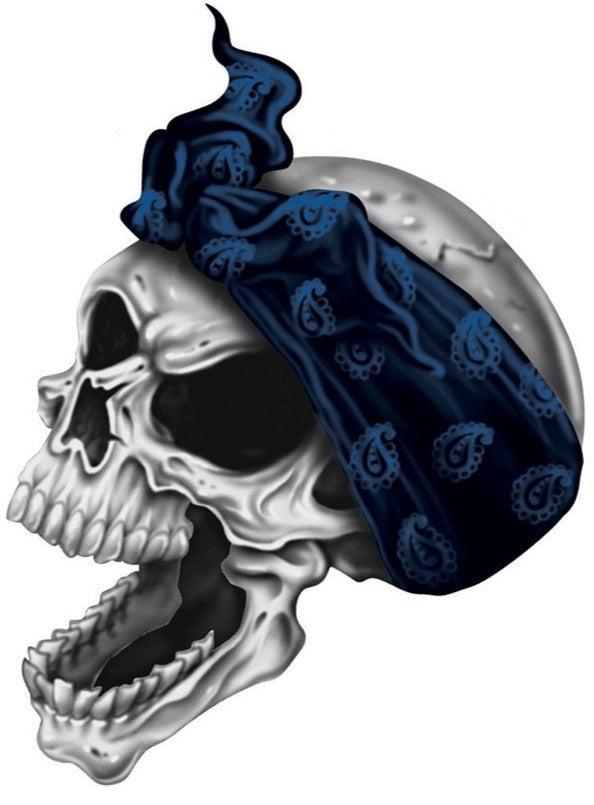 Blue Bandana Skull Left Facing Decal