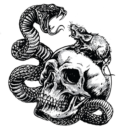 Trust No One Skull Rat Snake Mini Decal/Sticker