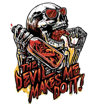 Devil Made Me Do It Skull Mini Decal/Sticker